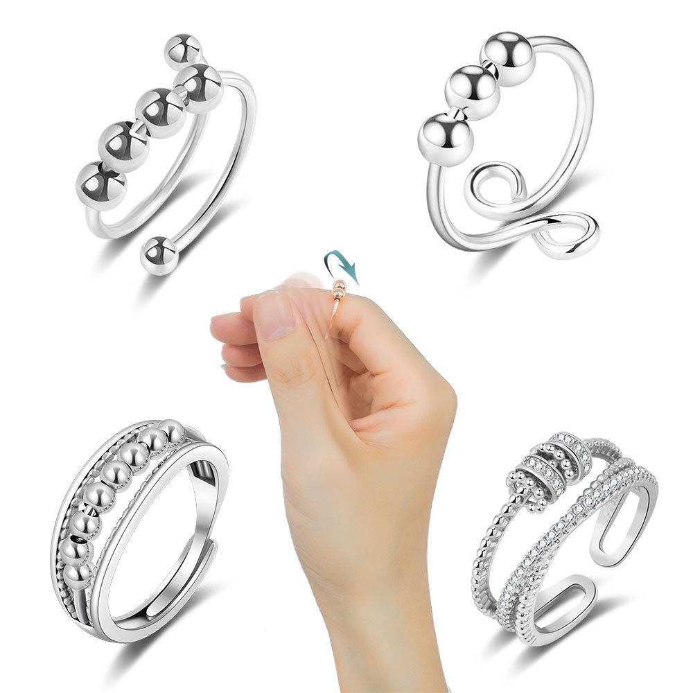 Nhẫn Xoay Hình Ong Đính Đá Zircon Có Thể Điều Chỉnh Cho Nam Và Nữ