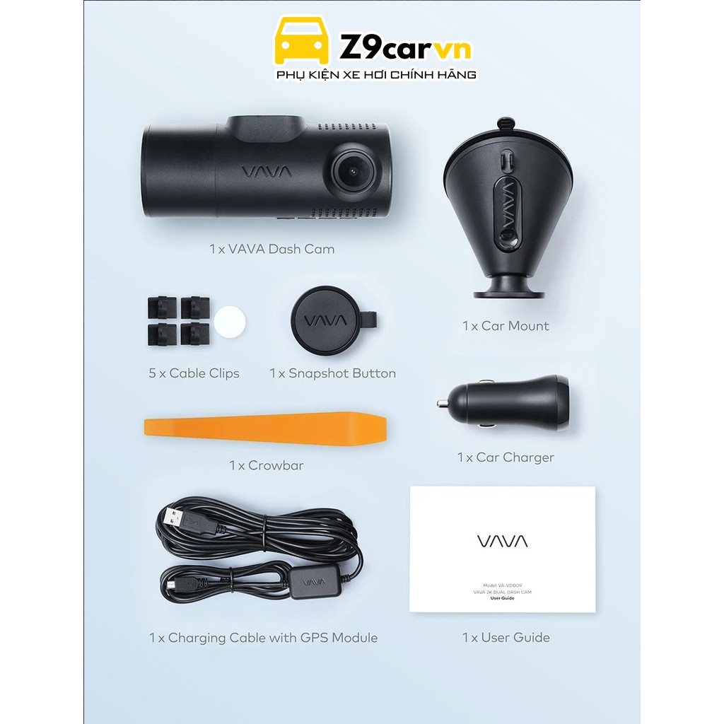 Camera hành trình VAVA Dual 2K | WIFI GPS | Bảo hành chính hãng - tặng kèm thẻ nhớ 16gb