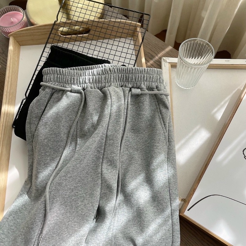 Quần Jocgger Nỉ Bo Chân Buộc Dây Eo Unisex Form Rộng- Quần Bom Cạp Chun Phong Cách Thể Thao Dễ Mặc