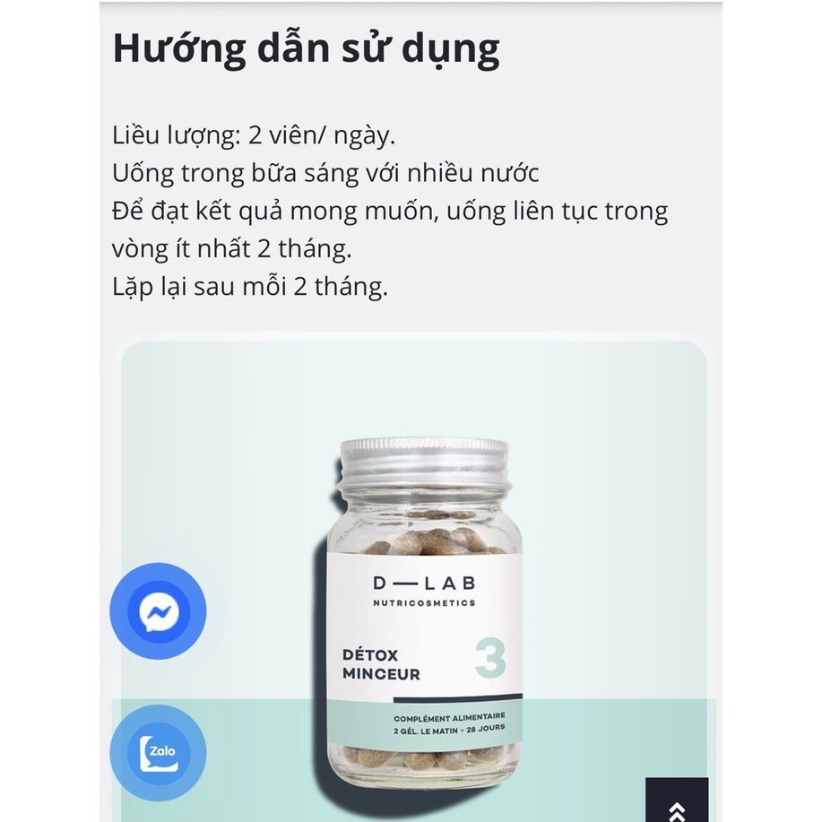 Viên hỗ trợ Giảm Cân Dlab Absolu Détox Minceur Thanh lọc và tăng tốc loại bỏ Chất Béo D-LAB Pháp
