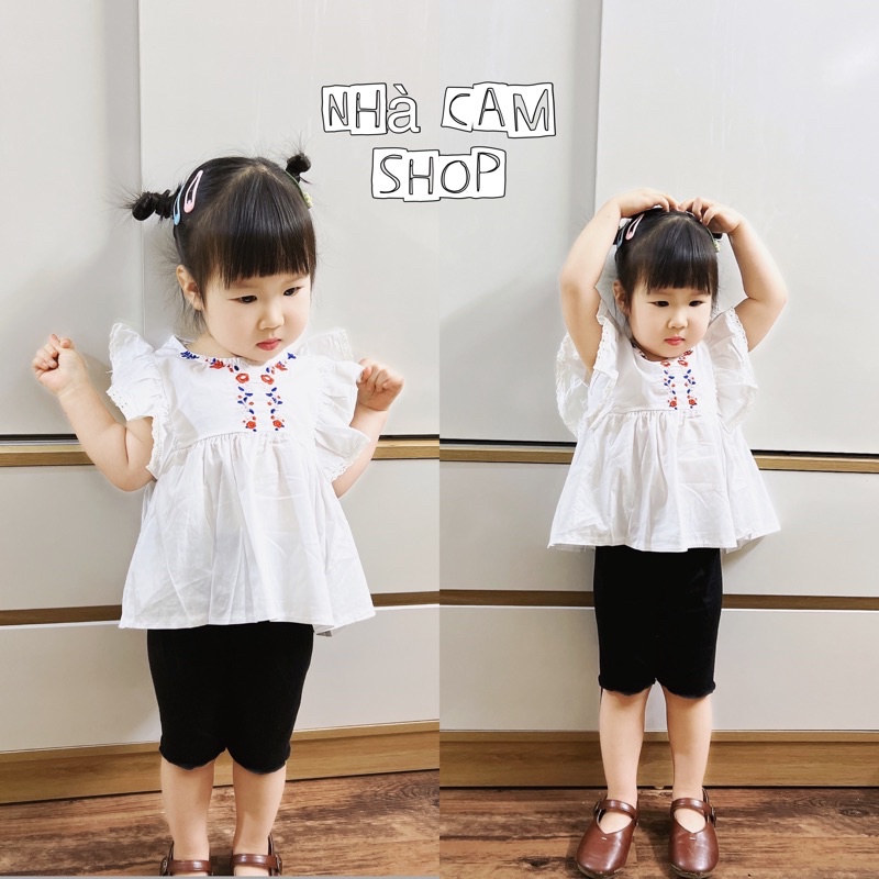 Bộ Bé Gái , Bộ Thô Cánh Tiên Kèm Quần Legging Ngố Cho Bé - Nhà Cam