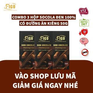 [COMBO 3 HỘP TIẾT KIỆM] Kẹo Socola đen 100% cacao có đường ăn kiêng 50g ( KETO,DIET, LOWCARB, EAT CLEAN]
