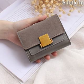 Ví ngắn cầm tay khóa vuông đẹp/ ví ngắn ví mini phối da lộn xinh xắn