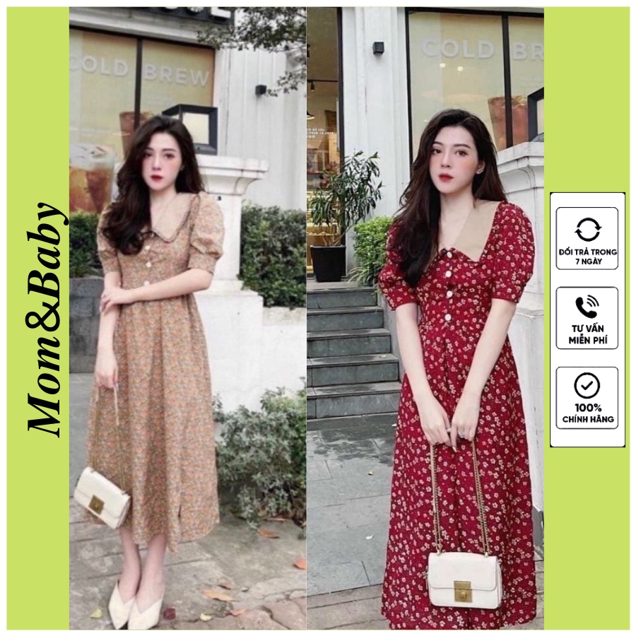 Đầm bầu hoa nhí có dây đai M308 vải lụa hoa thời trang thiết kế xinh xắn MSP308 Mom and Baby