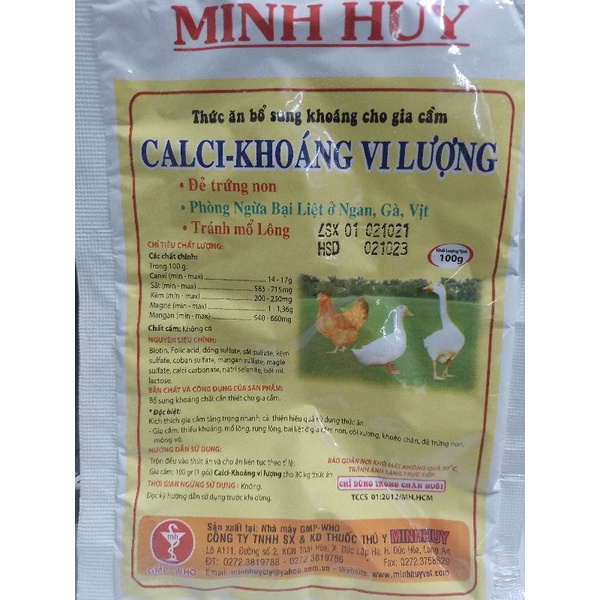 Calci khoáng vi lượng 100 gram tránh mổ lông
