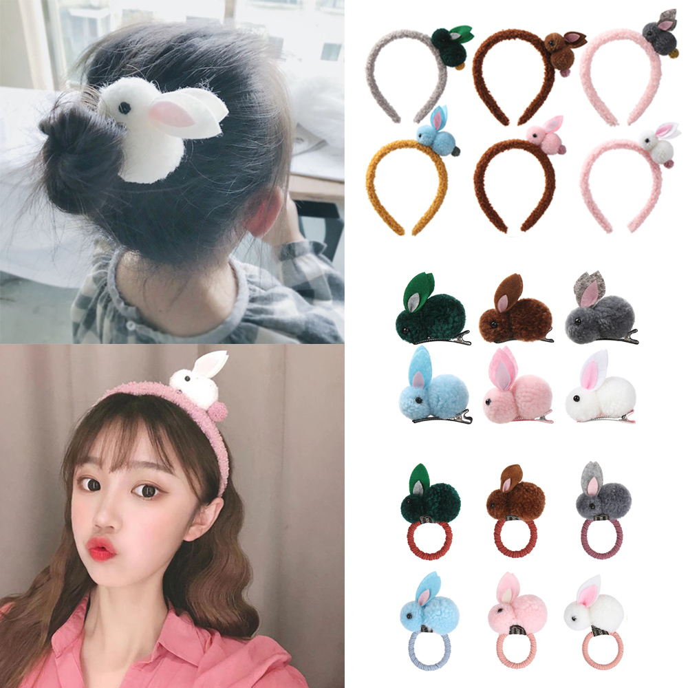 Dây Buộc Tóc Tai Thỏ Co Giãn Nhiều Màu Sắc Thời Trang Dành Cho Nữ