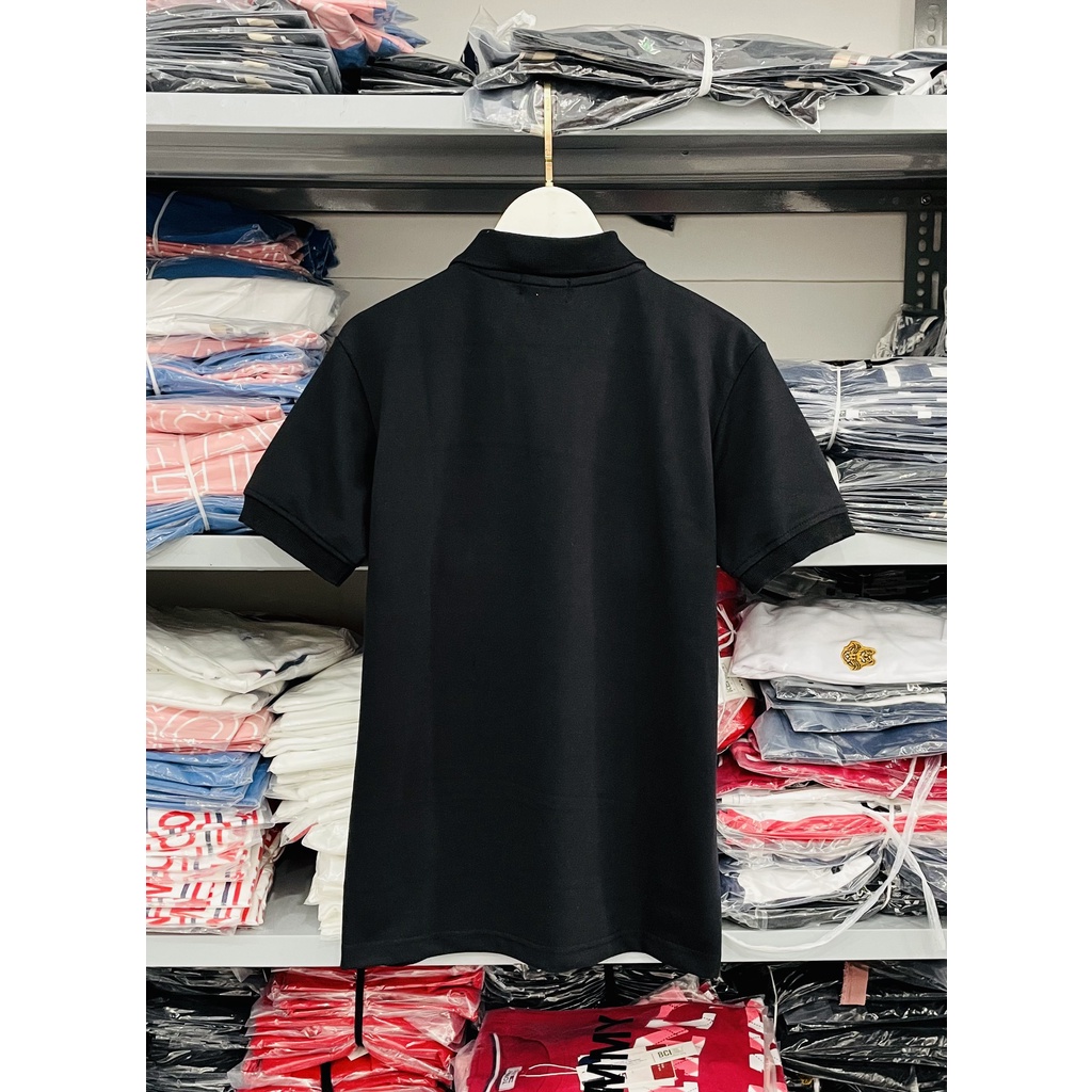 [HÌNH THẬT] ÁO THUN CỔ TRỤ TOMMY ĐEN CHỮ VNXK   - COTTON CÁ SẤU 100%