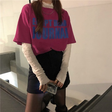 Áo Thun Tay Ngắn Cổ Tròn Dáng Rộng In Chữ Thiết Kế Mới  Thời Trang Theo Phong Cách Hồng Kông Cho Nữ