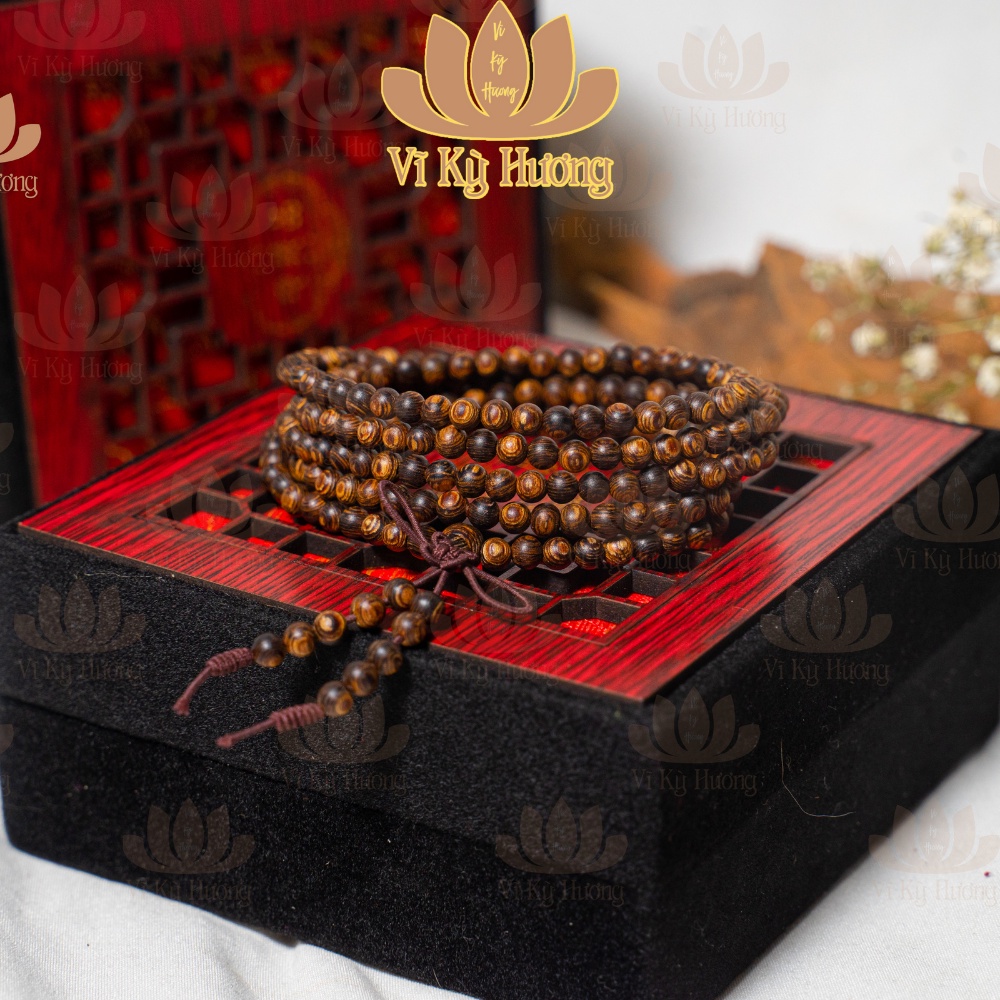 Vòng Tay Trầm Hương Sánh Chìm 216 hạt size 4mm Vĩ Kỳ Hương ,Cam Kết 100% hàng chất lượng trầm hương tự nhiên