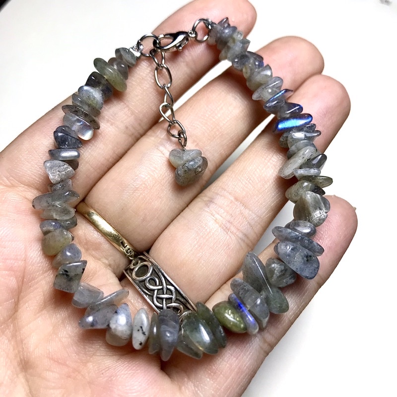 [Labradorite] Vòng tay đá thiên nhiên,đá vụn,handmade,Thanh tẩy