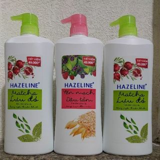 Sữa tắm HAZELINE 900g Matcha - Lựu đỏ , Yến mạch - Dâu tằm