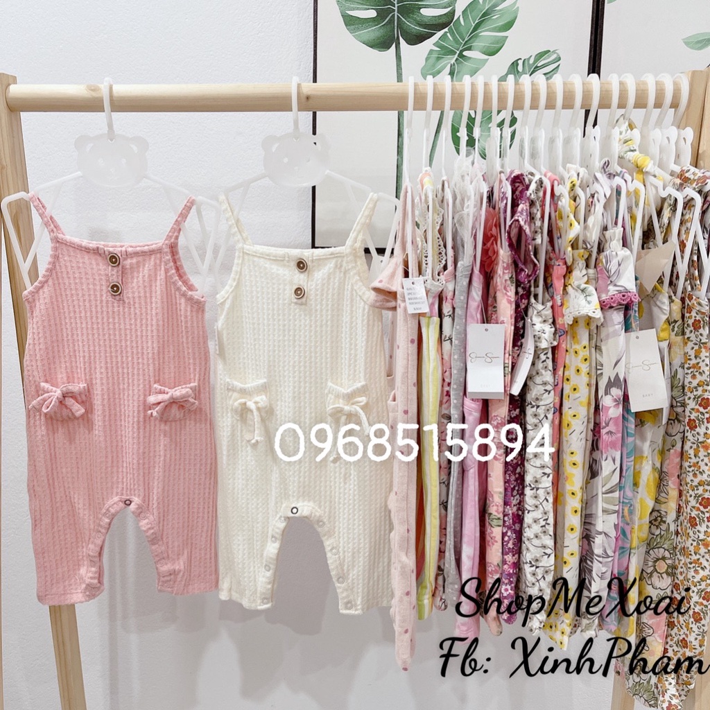 Bộ Jumsuit bé gái size 6M Xuất Mỹ cho bé từ 6-8kg vải 100% coton cực mát