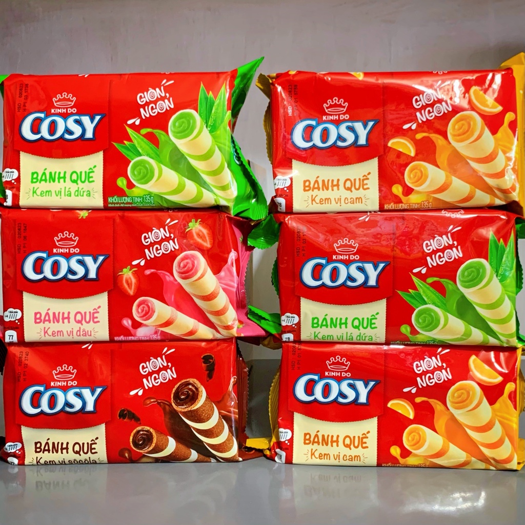 Bánh Quế Cosy Kem Vị Dâu/ Cam/ Socola/ Lá Dứa/ Xoài Xí Muội Kinh Đô Hộp 126g - Thơm Ngon