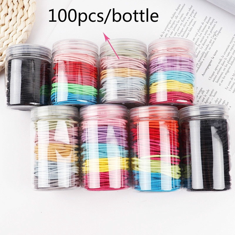 Set 100 Dây Buộc Tóc Cao Su Màu Sắc Kẹo Ngọt Đơn Giản Phong Cách Hàn Quốc J309