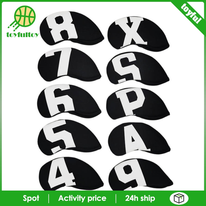 Set 10 Vỏ Bọc Đầu Gậy Đánh Golf 4,5,6,7,8,9,A,x Màu Trắng