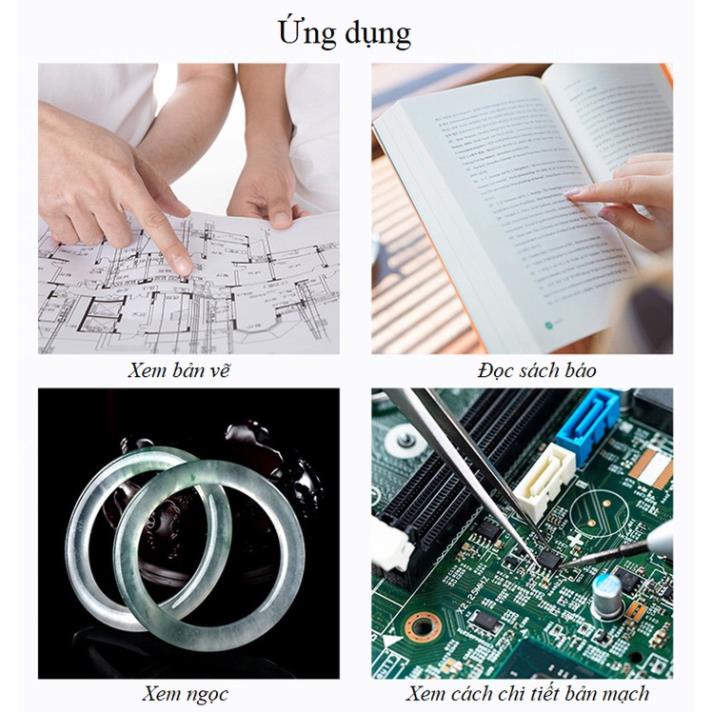 Kính lúp cầm tay đèn sạc điện phóng đại 8x-12x đọc sách báo, sửa chữa điện tử 6550