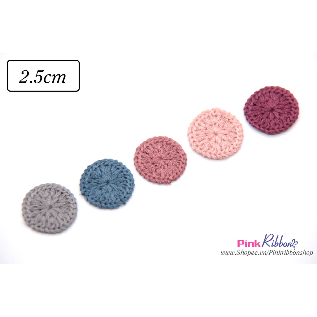 SET 5 CÁI - Miếng len tròn phong cách Boho, kích thước 2.5cm
