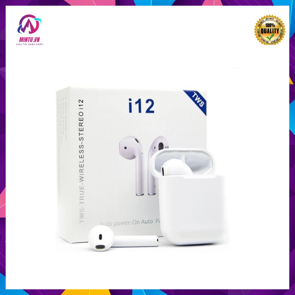 Tai nghe Bluetooth i12 TWS 5.0 tai nghe không dây i12 bản Quốc tế âm thanh chuẩn HIFI