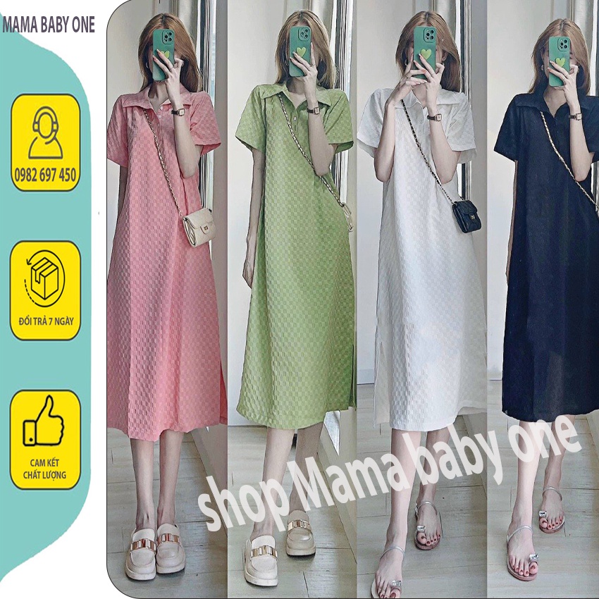 ĐẦM BẦU SƠ MI CỔ ĐỨC CHẤT THUN XỐP TRẺ TRUNG - VÁY BẦU CÔNG SỞ ĐẸP PHÙ HỢP VỚI MẶC ĐI LÀM ĐI, CHƠI.