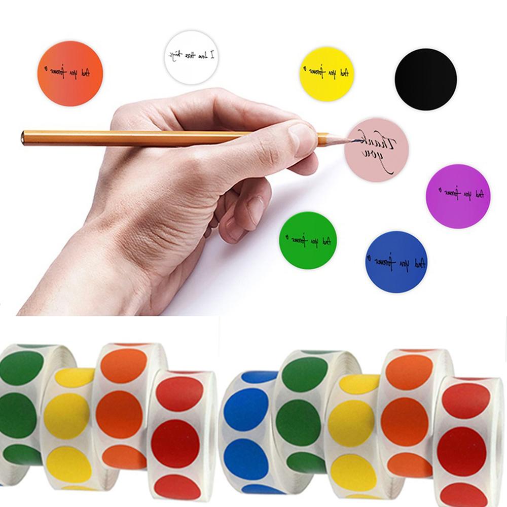 Cuộn 500 Nhãn Dán Giấy Kraft Màu Xanh Lá / Đen 1 Inch Dùng Trang Trí Văn Phòng / Trường Học