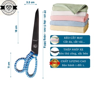 Kéo cắt vải còng lệch lưỡi 18cm làm từ nhíp xe không gỉ được sản xuất tại làng nghề Đa Sỹ-HL0033