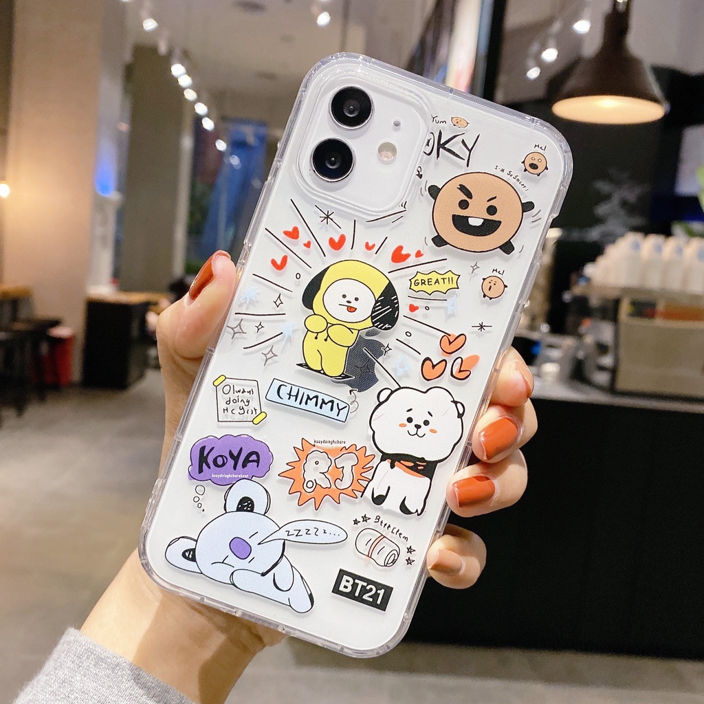 Ốp lưng IPhone điện thoại trong suốt BT21 6/6plus/6s/6splus/7/7plus/8/8plus/x/xr/xs/11/12/13/14/pro/max/plus/promax AVD3