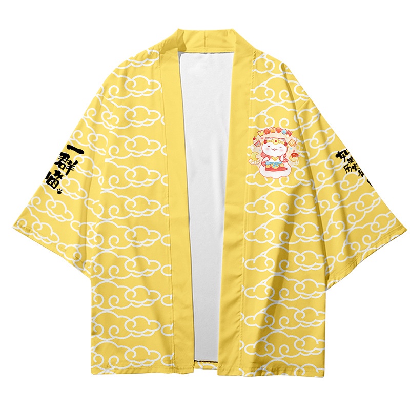 Áo Choàng Kimono Hai Chiều In Hình Mèo Haori Anime If History Is A Group Of Meow