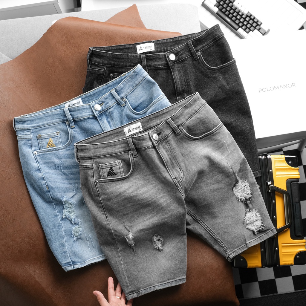 Quần Jean Short Phong Cách Bụi Bặm Rách Cao Cấp Thương Hiệu TB KINGKONG SPORT WEAR