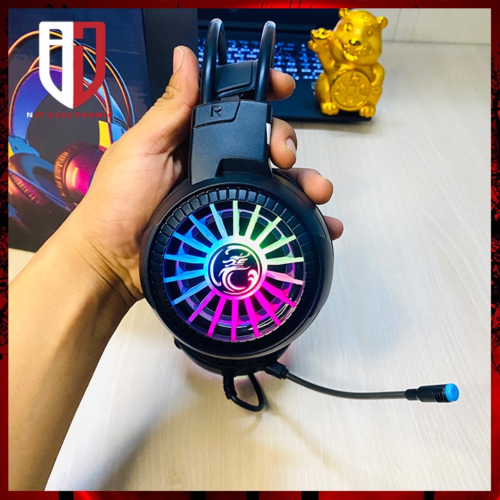 Tai nghe gaming máy vi tính IMICE HD-490 7.1 headphone chụp tai pc có dây Led RGB