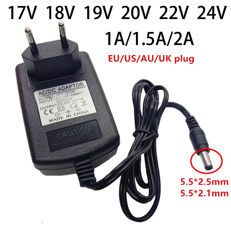 Bộ chuyển đổi nguồn đa năng 18V 19V 20V 17V 22V 24V EU US UK AU 17 18 19 20 22 24 Volt V AC / DC Ada