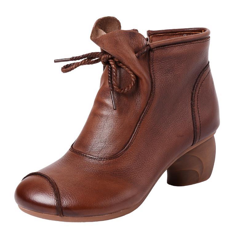 Giày Bốt Da Đế Dày Phong Cách Retro Thời Trang Thu Đông Cho Nữ