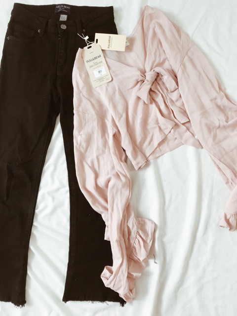 QUẦN JEANS ĐEN ống loe-skinny hình thật