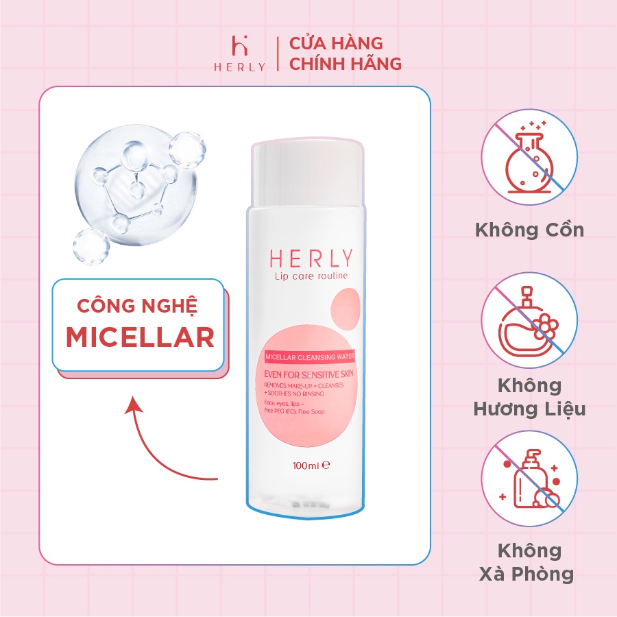 Nước tẩy trang môi HERLY Micellar Cleansing Water 100ml [HL01]