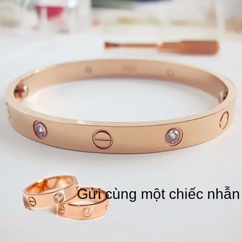 Kajia vòng tay cặp đôi nhẫn tình yêu vĩnh cửu vàng hồng 18k nam nữ quà tặng