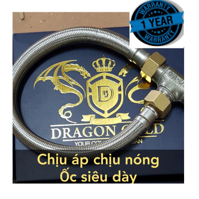 Dây cấp nước bồn cầu , bồn rửa mặt , bình nóng lạnh Tera inox 304 chịu nước nóng + áp lực ốc đồng ( 304 ốc đồng )