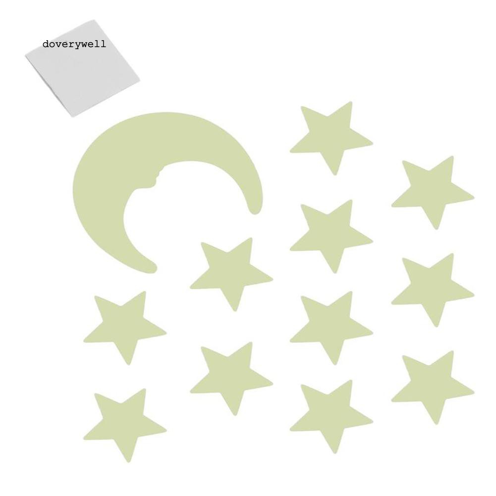 Set 12 nhãn dán tường hình ngôi sao dạ quang sáng tạo