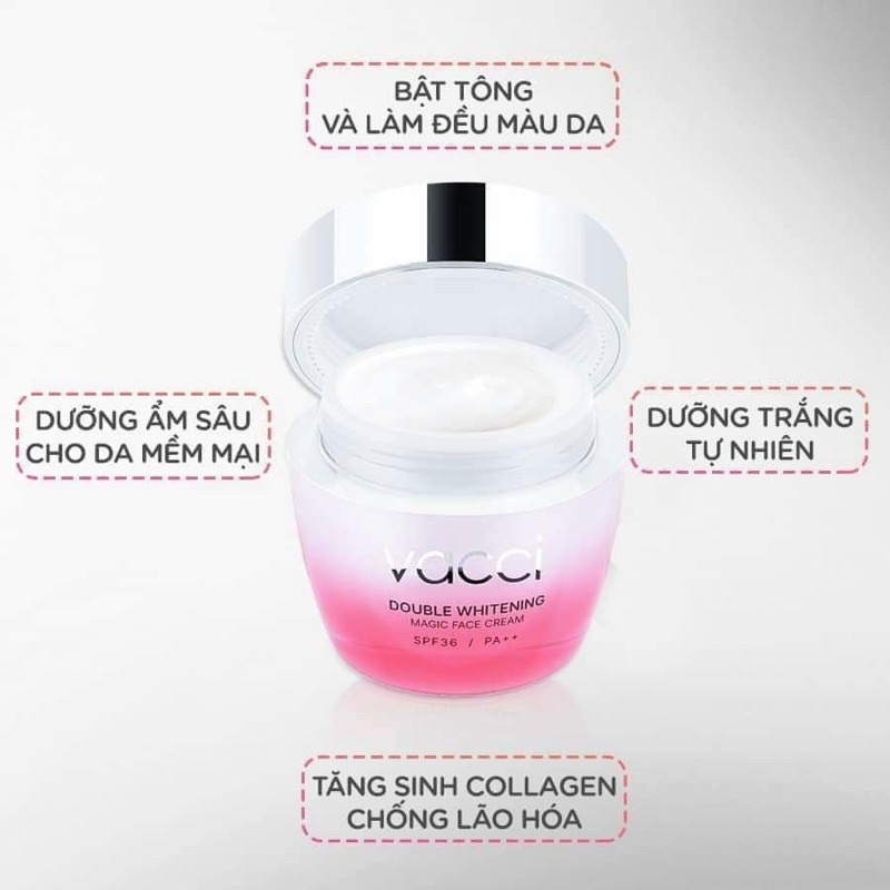 Kem dưỡng trắng nâng tone da mặt Vacci Double Whitening Magic Face Cream 50ml