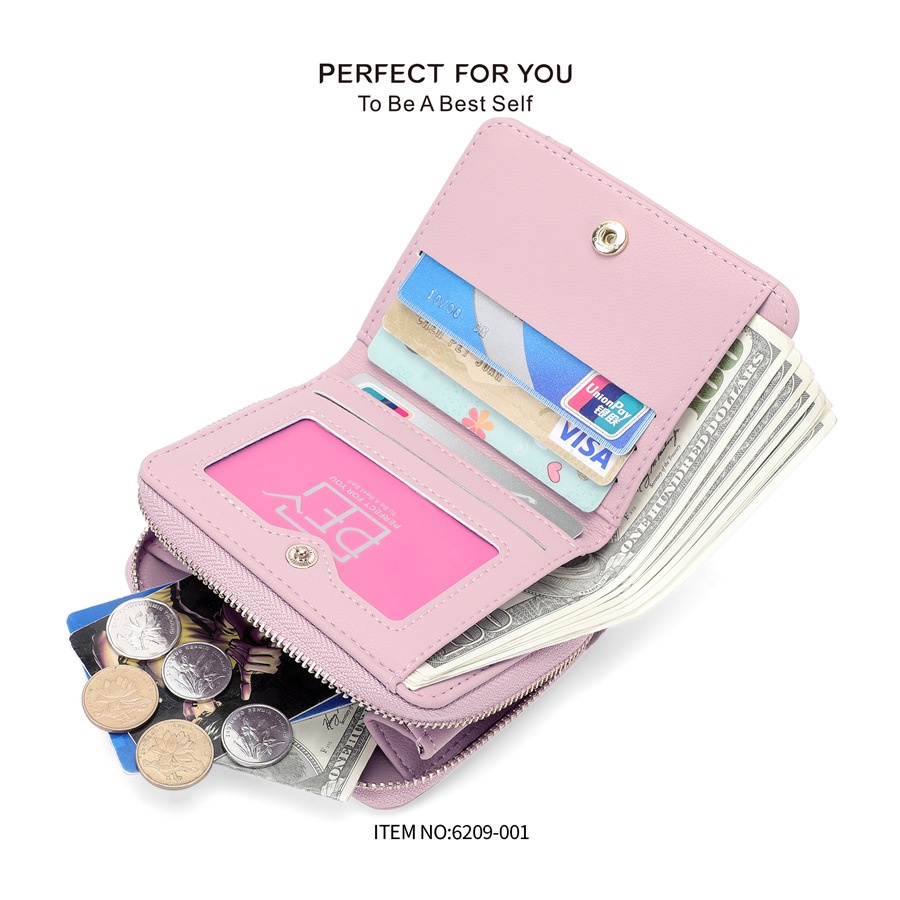 Ví ngắn cầm tay Perfect For You 6209-001 bằng da cao cấp nhỏ nhắn kẻ caro xinh xắn thời trang