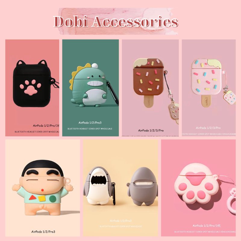 Ốp Case Airpod Cu Shin Cá Mập Que Kem Khủng Long Xanh Tay Mèo Dễ Thương C2