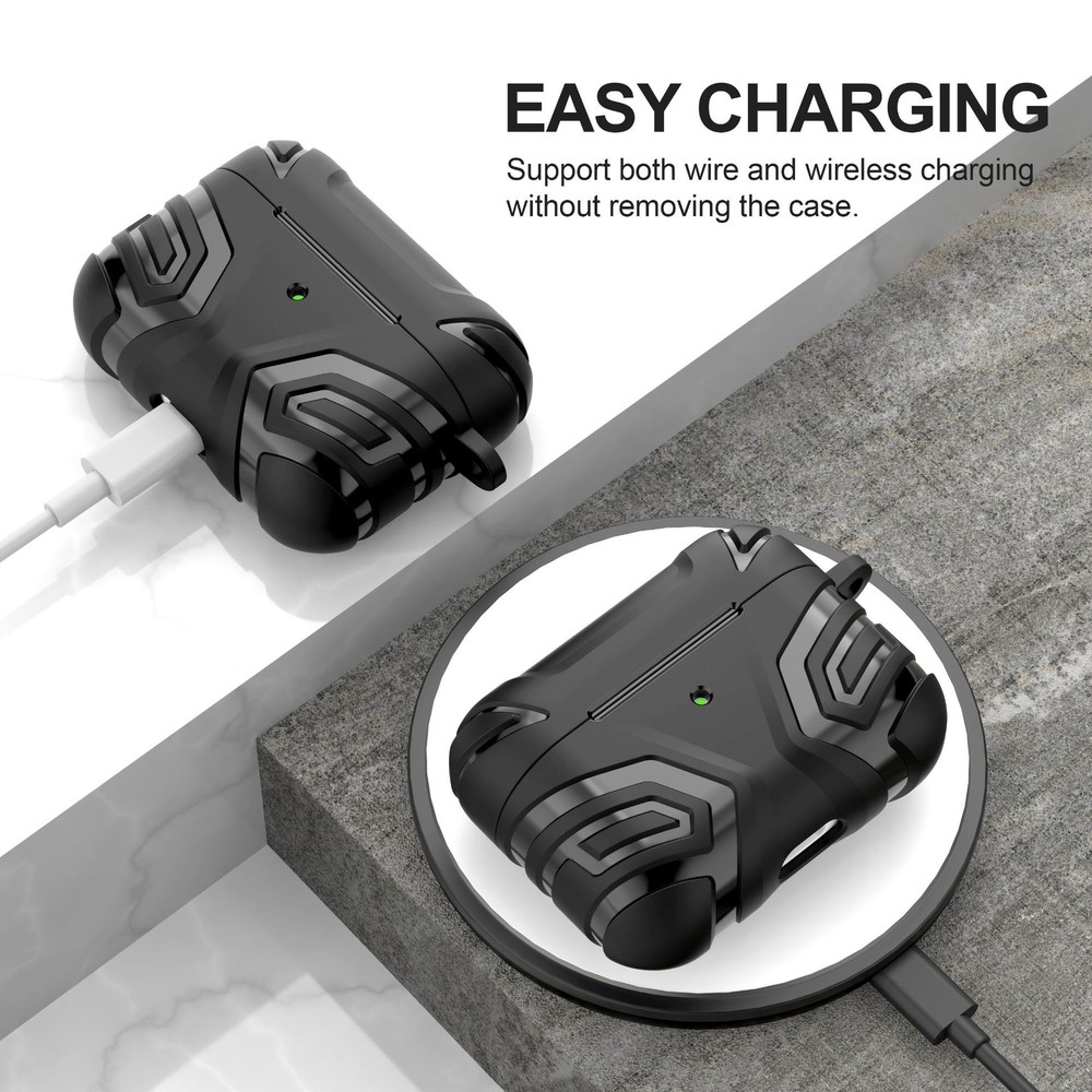 Vỏ Bảo Vệ Hộp Sạc Tai Nghe AirPods Pro 2 / 3 Chống Sốc Có Đèn LED Phía Trước Chất Lượng Cao