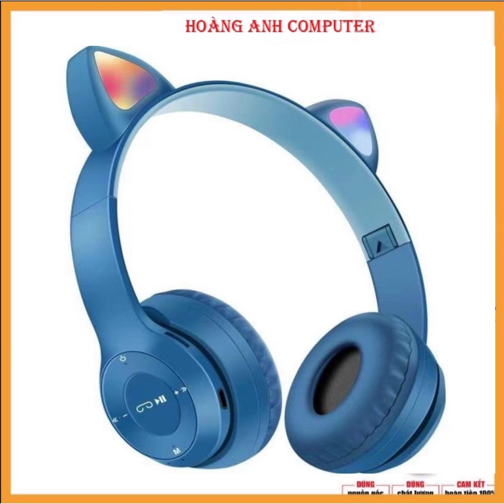 Tai nghe Bluetooth P47M Tai nghe gắn tai mèo dễ thương Phát sáng đèn đầy màu sắc Tai nghe LED có thể gập lại