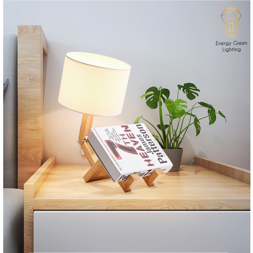Đèn Ngủ Để Bàn Energy Green Lighting  8031 - Các Khớp Nối Gỗ Điều Chỉnh - Thiết Kế Độc Đáo, Mới Lạ - Tặng Kèm Bóng Led