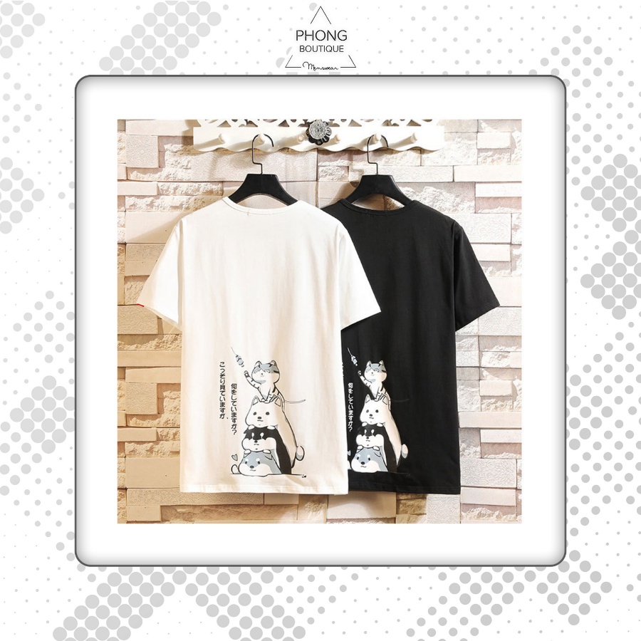 Áo thun Unisex Phong Shop MÈO DEEM phông tay lỡ nam nữ form rộng Oversize 3 màu