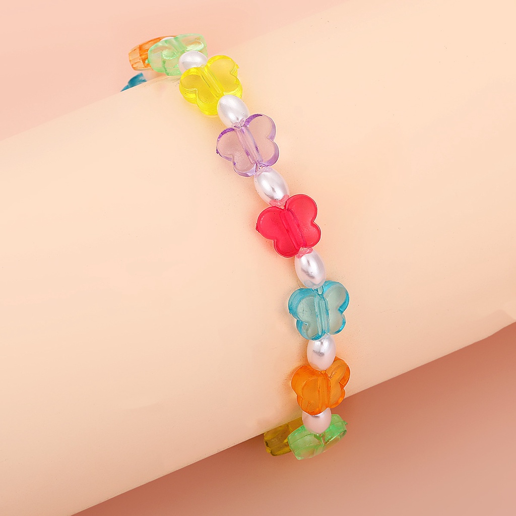 (0370) Vòng Cổ Và Lắc Chân Nhựa Resin Ngọc Đính Hạt 🦋 Màu Sắc