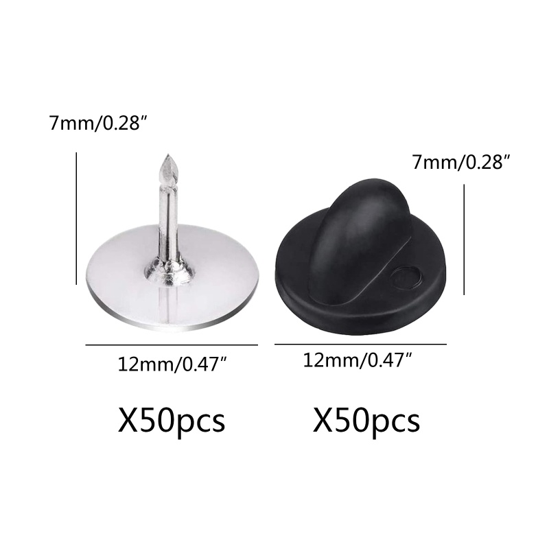 Set 50 Ghim Cà Vạt Trơn Bằng Cao Su Hình Bướm