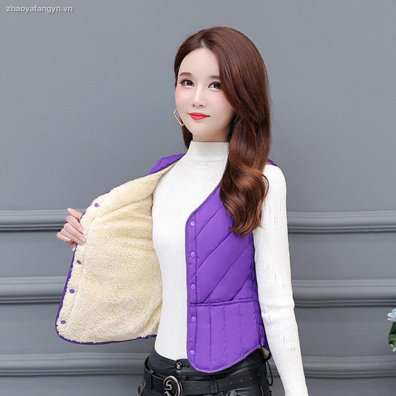 Áo khoác vest cotton nhung dày dặn ấm áp mùa đông cho nữ