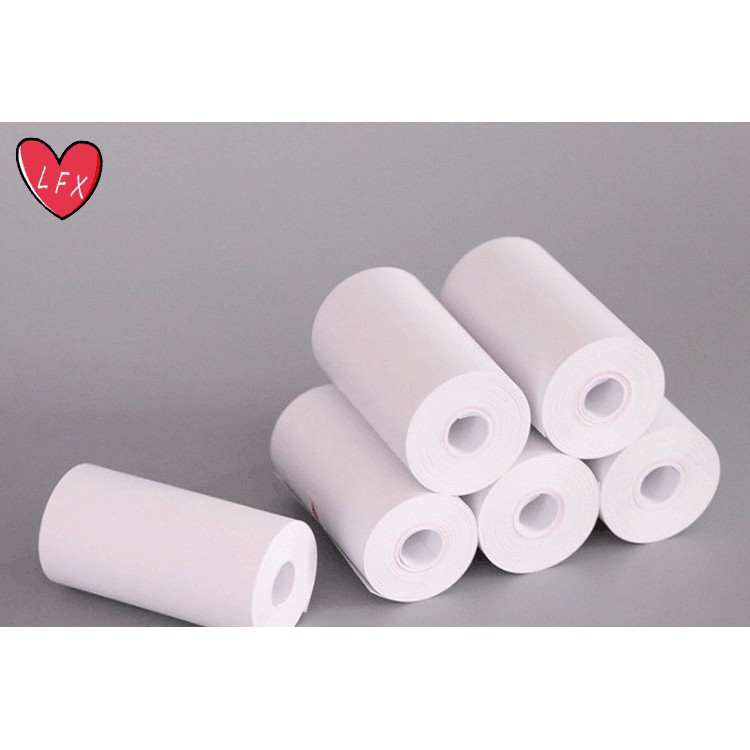 6 cuộn Giấy in dán k57 cho máy in nhiệt mini cầm tay 57x25