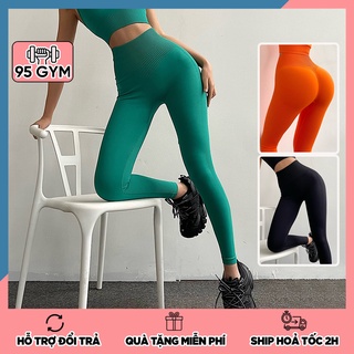 Quần tập gym yoga nữ chun mông 95Gym QD50 dáng dài chất dệt cạp cao ôm eo nâng mông tôn dáng