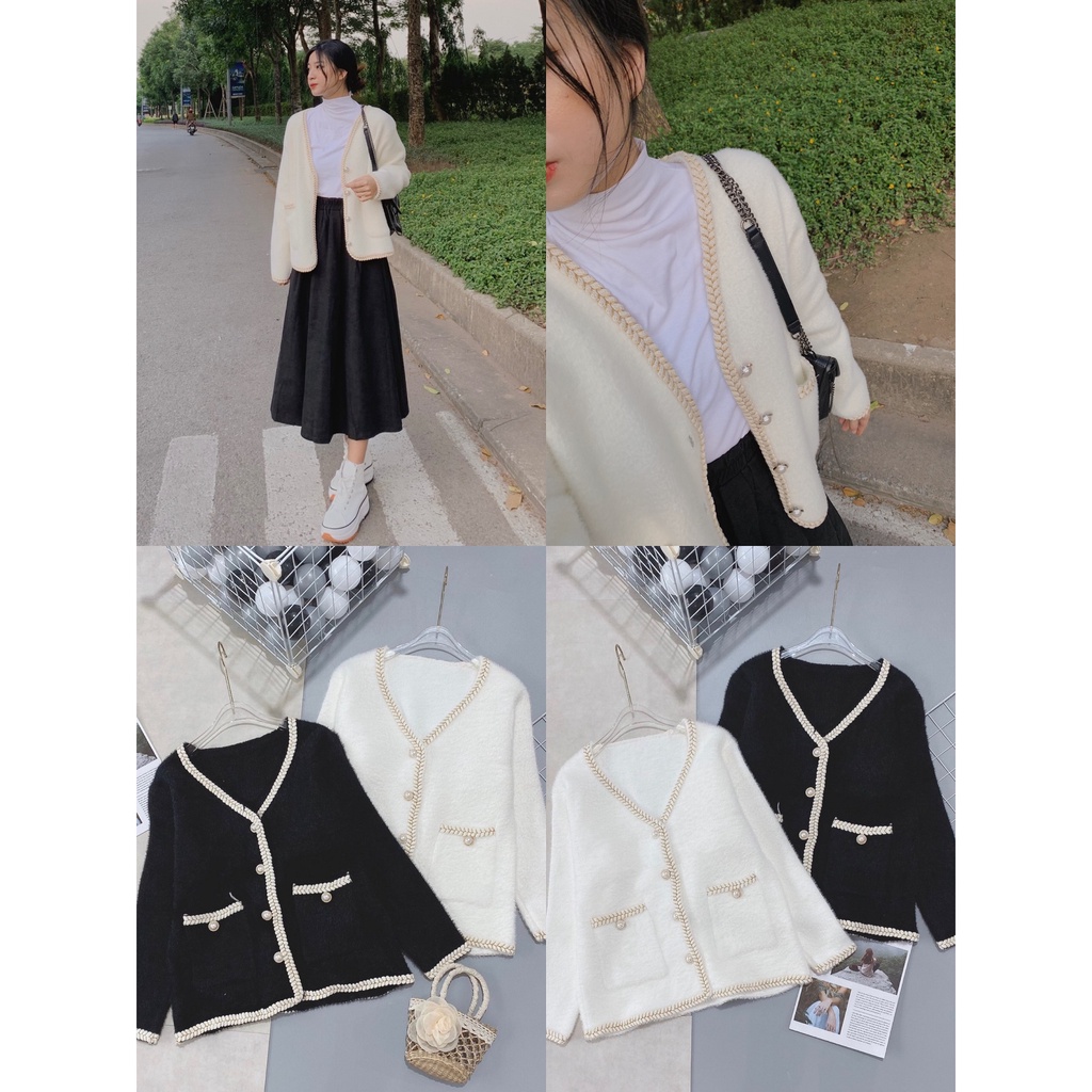 Áo khoác dạ lông viền đan cúc ngọc A1985 SUSTORE