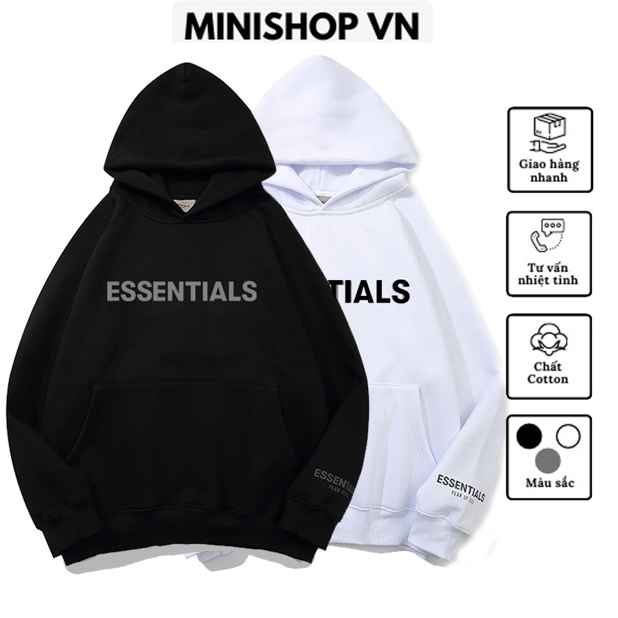  Áo Nỉ Hoodie ESSENTIALS Nam Nữ Chất Nỉ Dày Ấm Mềm Mịn Dáng Rộng Thoải Mái